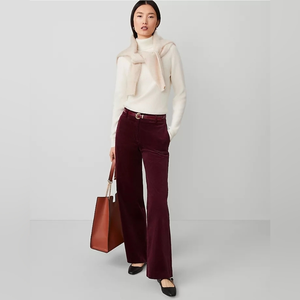 Ann Taylor, Wide-Leg Corduroy, Size 6, in Mauve Rose